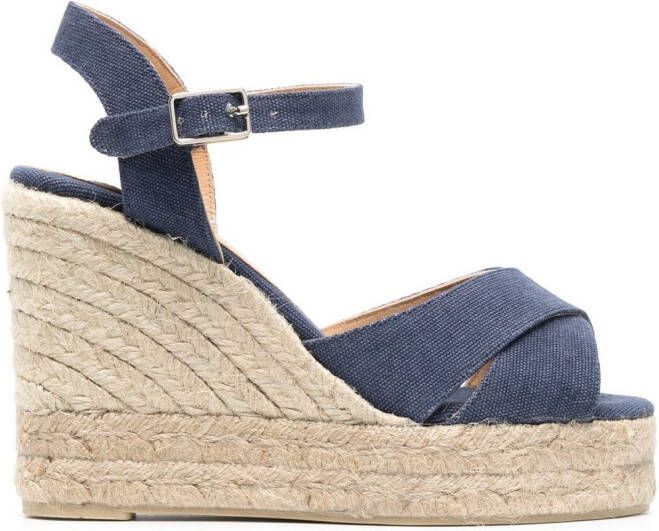 Castañer 110 mm Blaudell espadrilles met sleehak Blauw