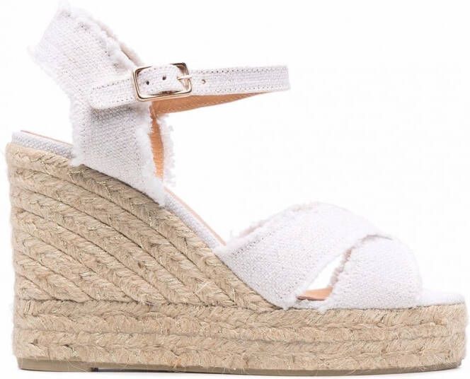 Castañer 110 mm Bromelia espadrilles met sleehak Wit