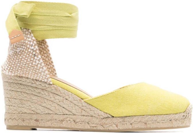 Castañer Carina 70 mm espadrilles met sleehak Groen