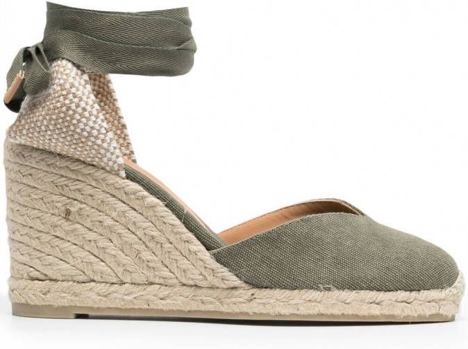 Castañer Carina espadrilles met sleehak Groen