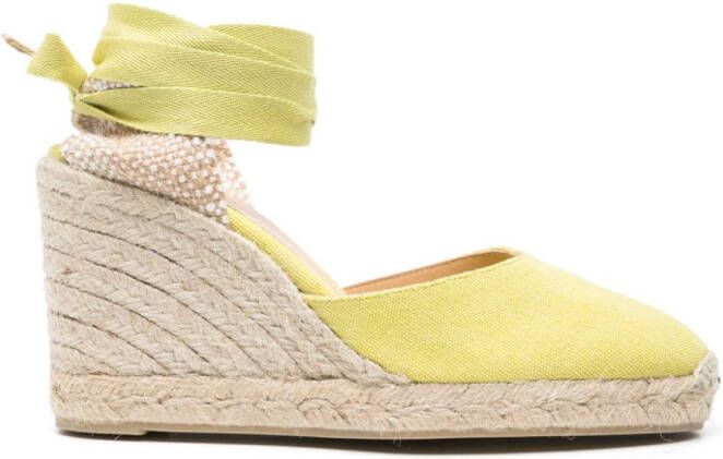 Castañer Carina espadrilles met sleehak Groen