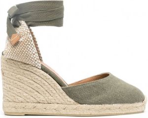 Castañer Carina espadrilles met sleehak Groen