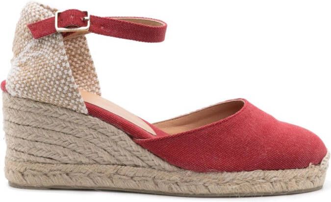 Castañer Carol espadrilles met sleehak Rood