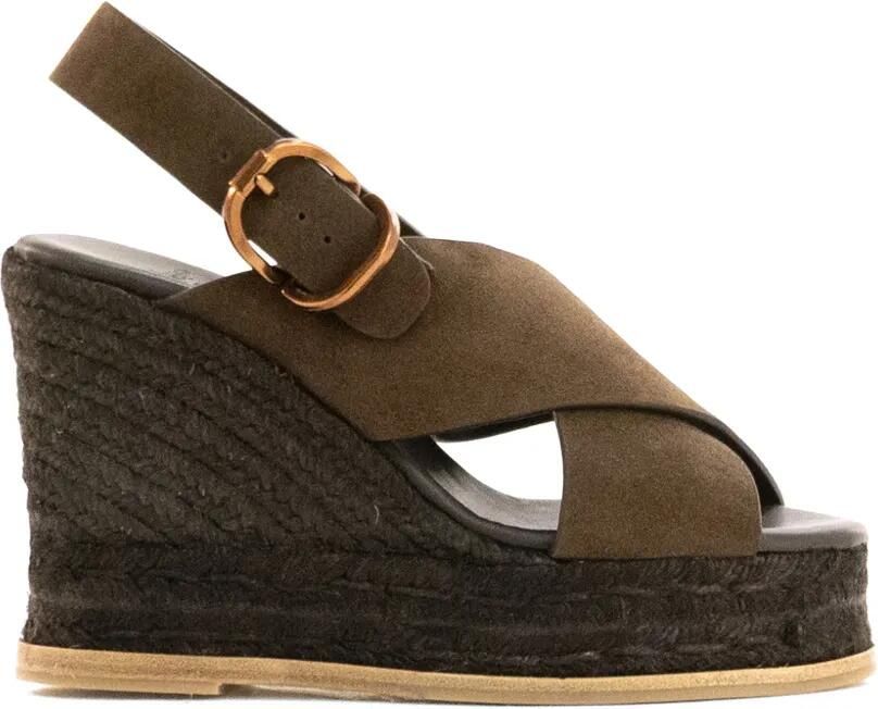 Castañer Betina espadrilles met gekruiste bandjes en gespsluiting Bruin