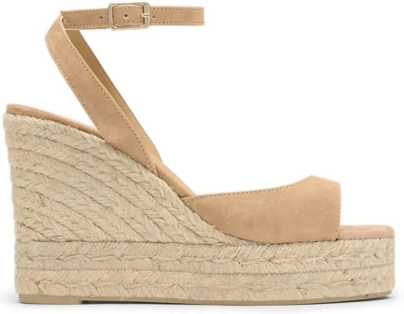 Castañer Blair suède sandalen met sleehak Beige