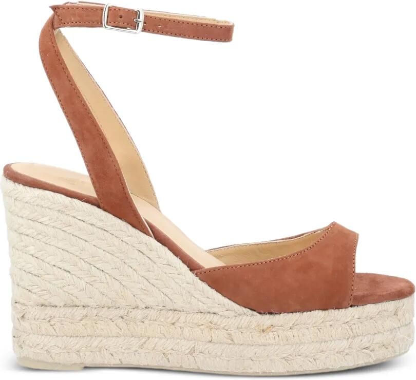 Castañer Brook suède espadrilles met sleehak Oranje