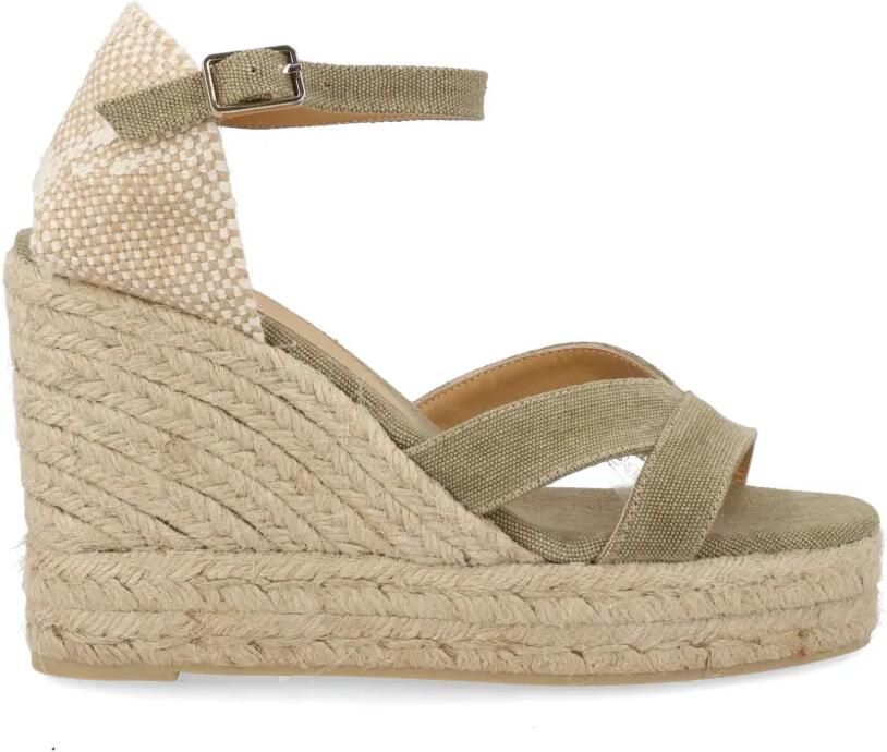 Castañer Bruna espadrilles met sleehak en enkelbandje Groen