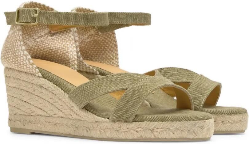 Castañer Bruna espadrilles met sleehak Groen - Foto 4