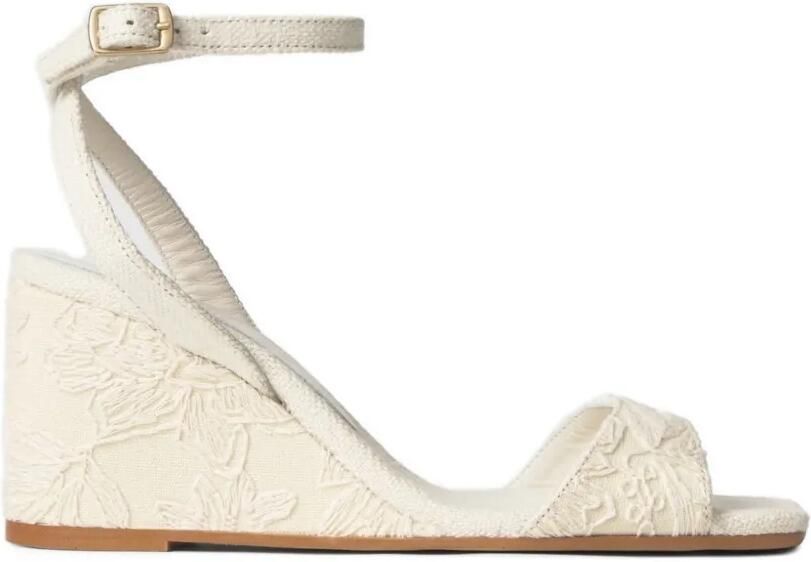 Castañer Brunella sandalen met sleehak en bloemjacquard Beige