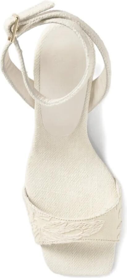 Castañer Brunella sandalen met sleehak en bloemjacquard Beige - Foto 5