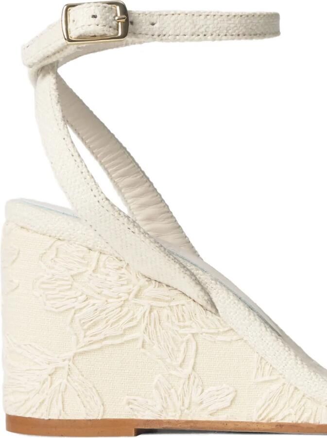 Castañer Brunella sandalen met sleehak en bloemjacquard Beige - Foto 3