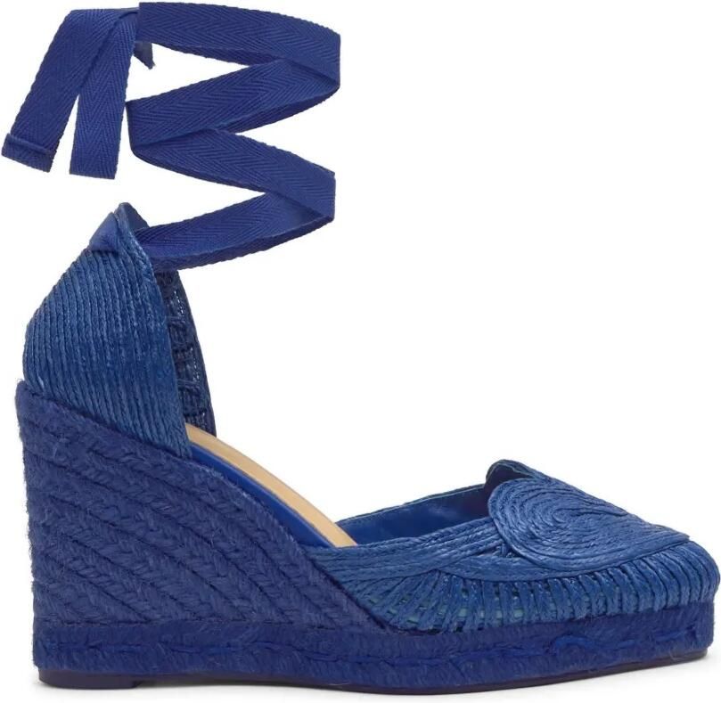 Castañer Cacia espadrilles met sleehak en hartpatroon Blauw