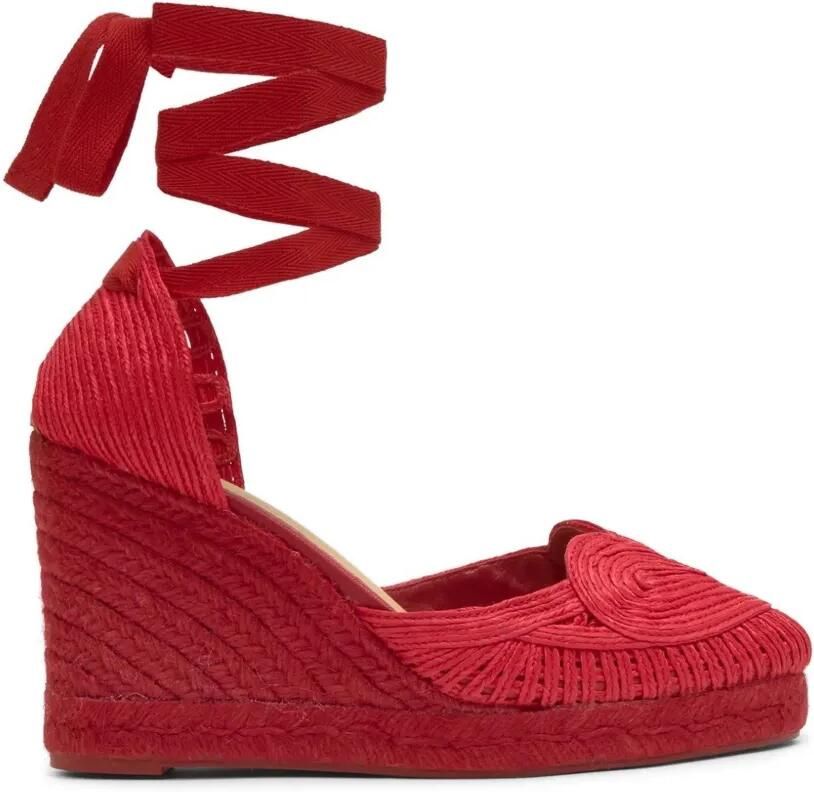 Castañer Cacia espadrilles met sleehak en hartpatroon Rood