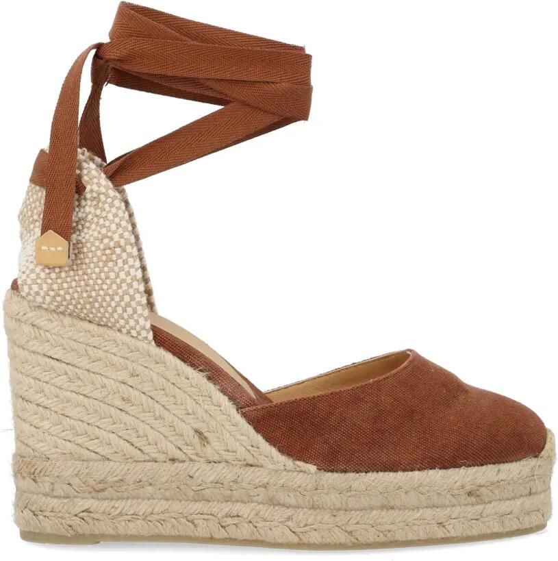 Castañer Carina espadrilles met sleehak en gestrikte enkels Bruin