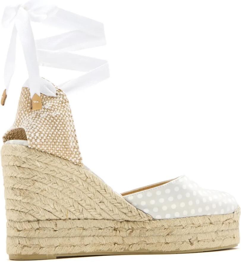 Castañer Carina espadrilles met stippen en sleehak Grijs