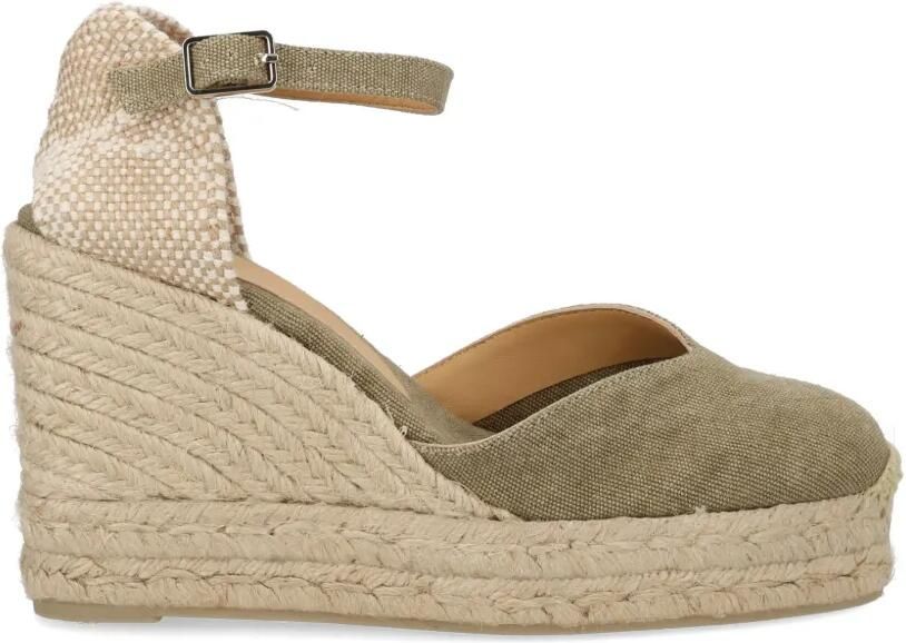 Castañer Chiarita espadrilles met enkelbandje en sleehak Groen