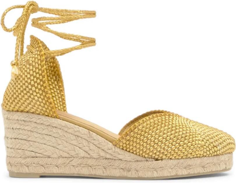Castañer Cora espadrilles met sleehak Geel