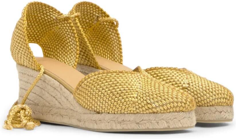 Castañer Cora espadrilles met sleehak Geel - Foto 2