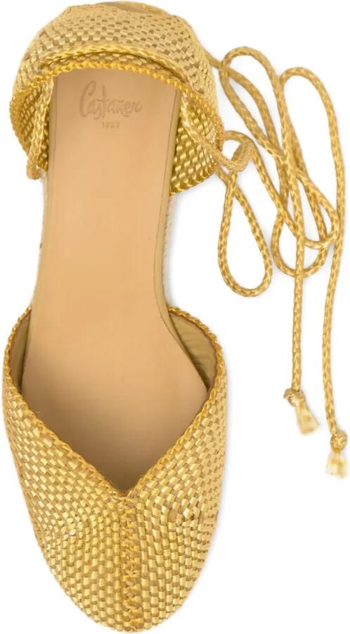 Castañer Cora espadrilles met sleehak Geel - Foto 4