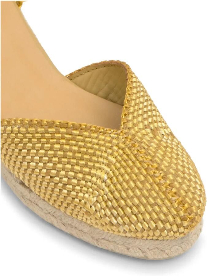 Castañer Cora espadrilles met sleehak Geel - Foto 5