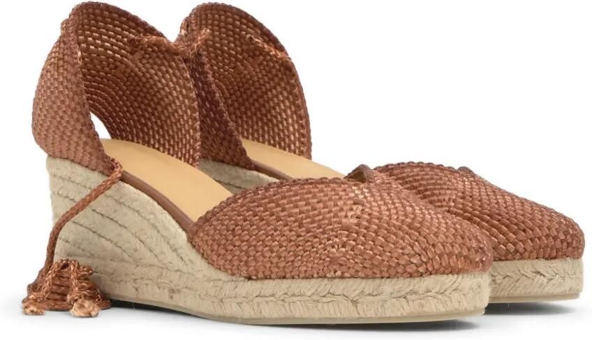 Castañer Cora espadrilles met striksluiting en sleehak Bruin - Foto 4