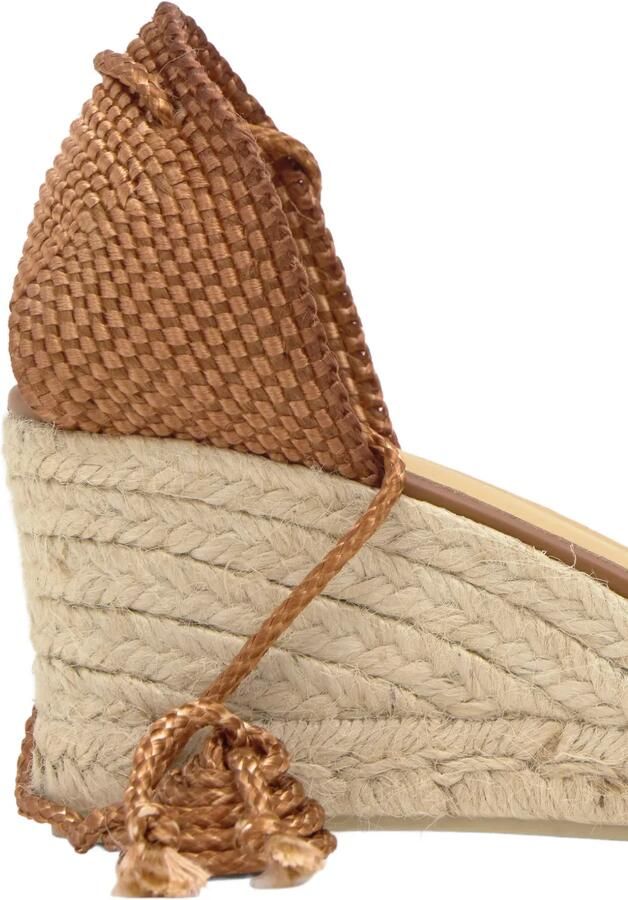 Castañer Cora espadrilles met striksluiting en sleehak Bruin - Foto 3