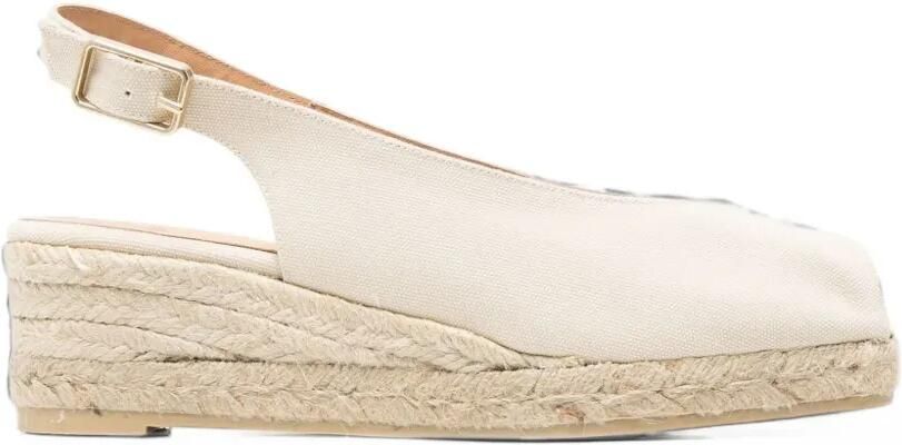 Castañer Dosalia braided raffia wedge sandals Wit