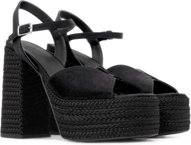 Castañer Fede gevlochten sandalen met plateauzool Zwart - Foto 4