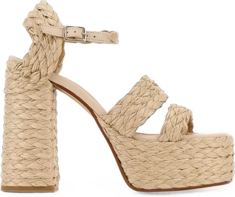 Castañer Fresa gevlochten raffia sandalen Beige