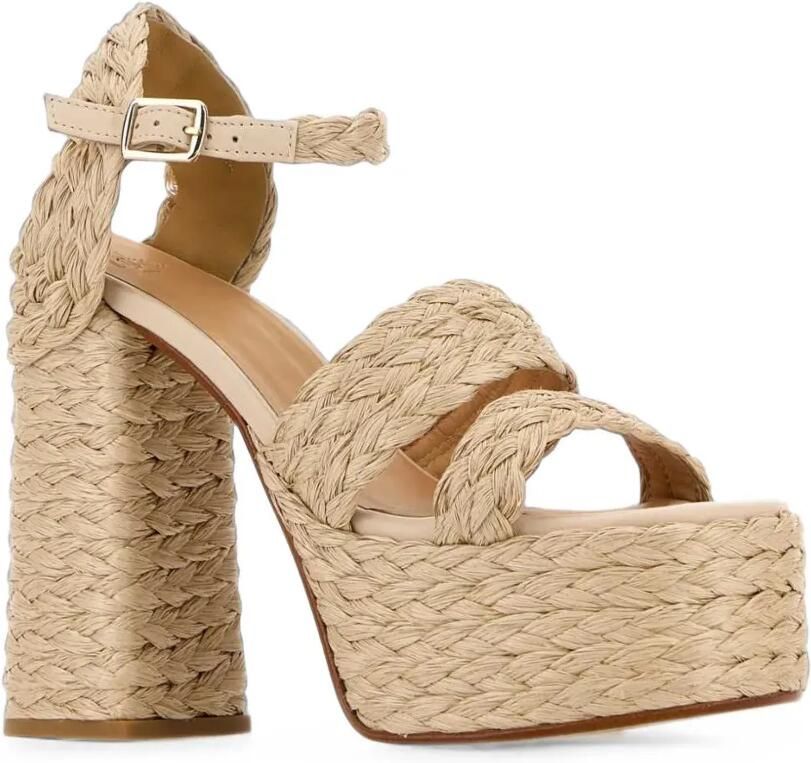 Castañer Fresa gevlochten raffia sandalen Beige - Foto 2