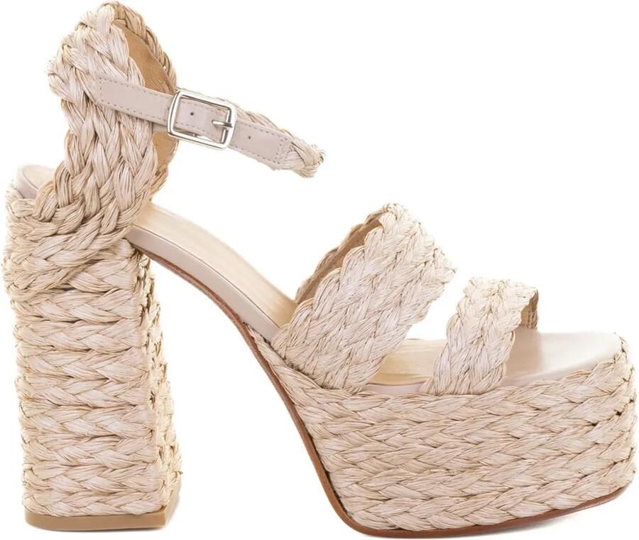 Castañer Fresa raffia sandalen met plateauzool Beige