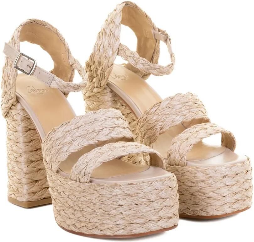 Castañer Fresa raffia sandalen met plateauzool Beige - Foto 3