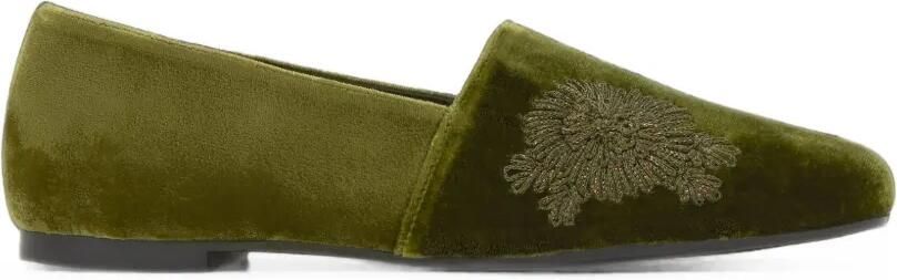 Castañer Gisele loafers met geborduurde bloemen Groen