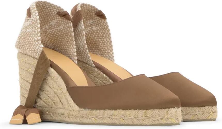 Castañer Joyce espadrilles met sleehak Bruin - Foto 5