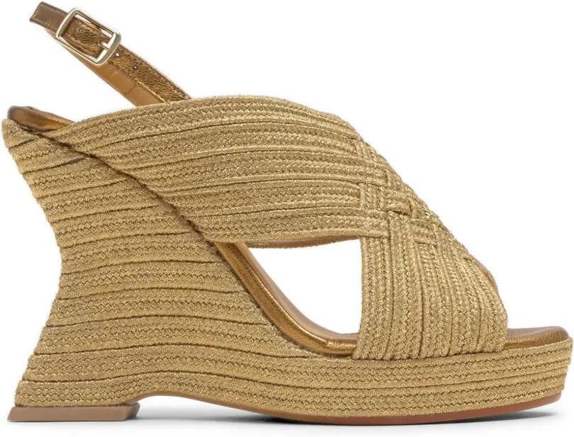 Castañer Juliet gevlochten sandalen met sleehak Goud