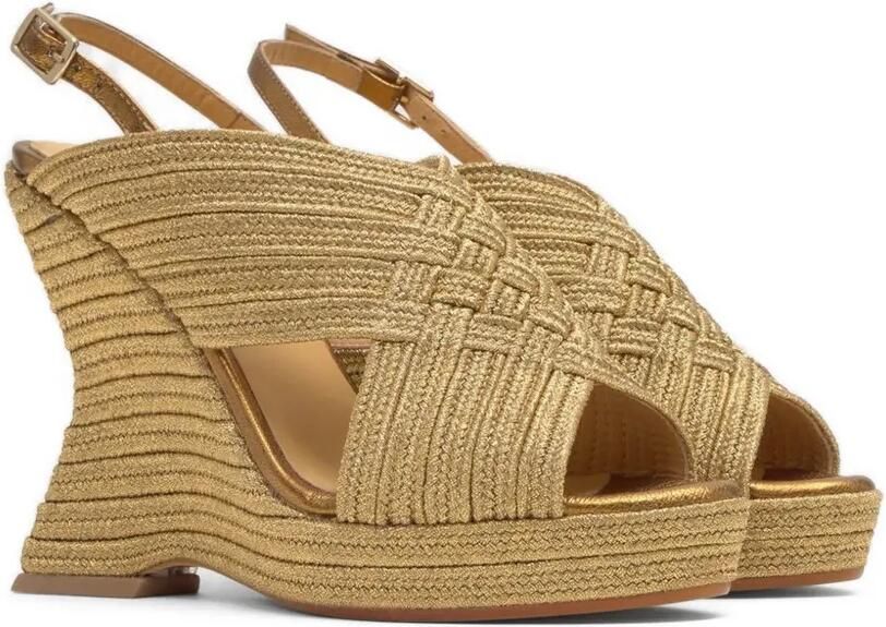 Castañer Juliet gevlochten sandalen met sleehak Goud - Foto 4