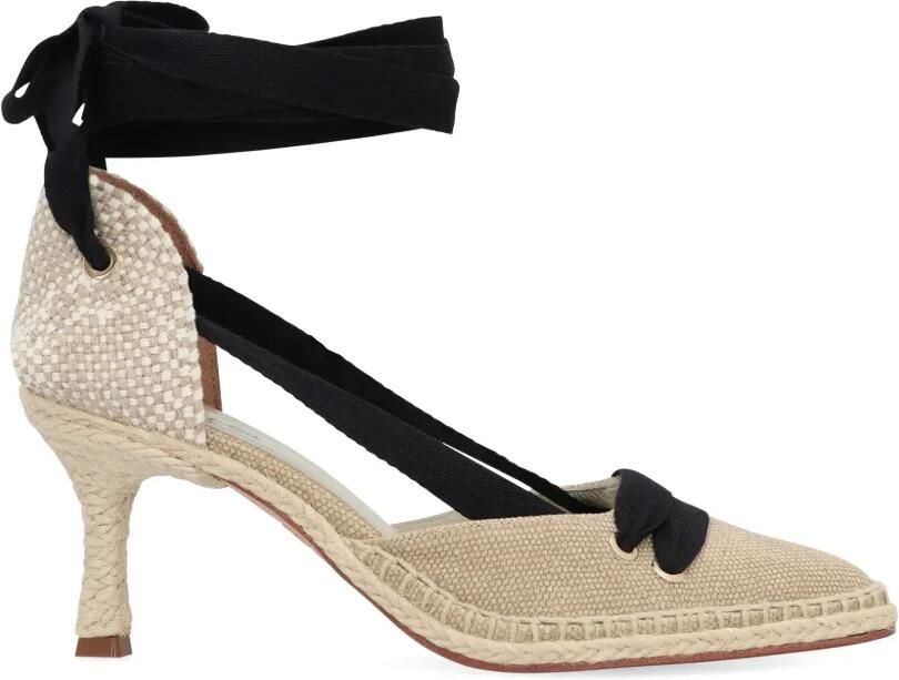 Castañer Manolo Blahnik Casta canvas espadrilles met hak Beige