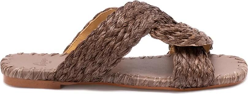 Castañer Padme 258 gevlochten raffia sandalen Bruin