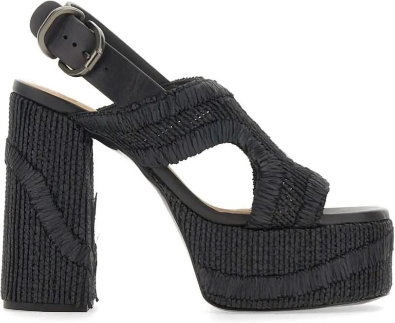 Castañer Sandalen met plateauzool en borduurwerk Zwart