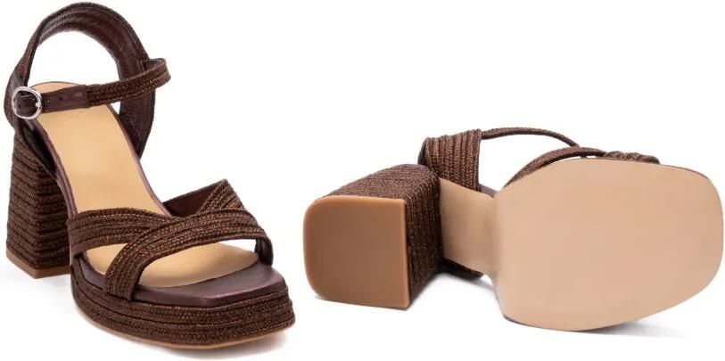 Castañer Valle metallic gevlochten sandalen Bruin - Foto 5