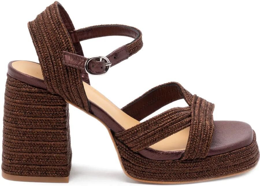 Castañer Valle metallic gevlochten sandalen Bruin - Foto 3