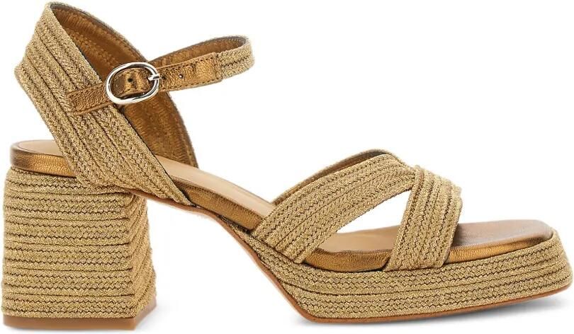 Castañer Vallita geweven sandalen met enkelbandje Goud