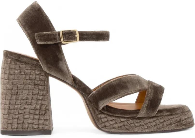 Castañer Vero fluwelen sandalen met plateauzool Bruin