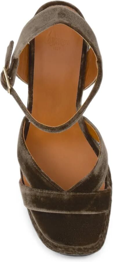 Castañer Vero fluwelen sandalen met plateauzool Bruin - Foto 4