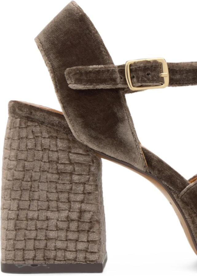 Castañer Vero fluwelen sandalen met plateauzool Bruin - Foto 3
