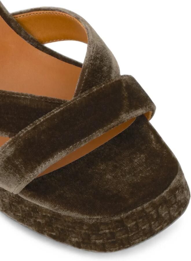 Castañer Vero fluwelen sandalen met plateauzool Bruin - Foto 2