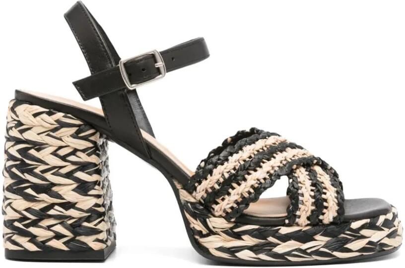 Castañer Vicen raffia sandalen Zwart