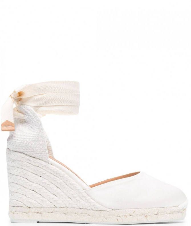 Sleehak schoenen espadrilles in de kleur wit voor dames | KLEDING.nl