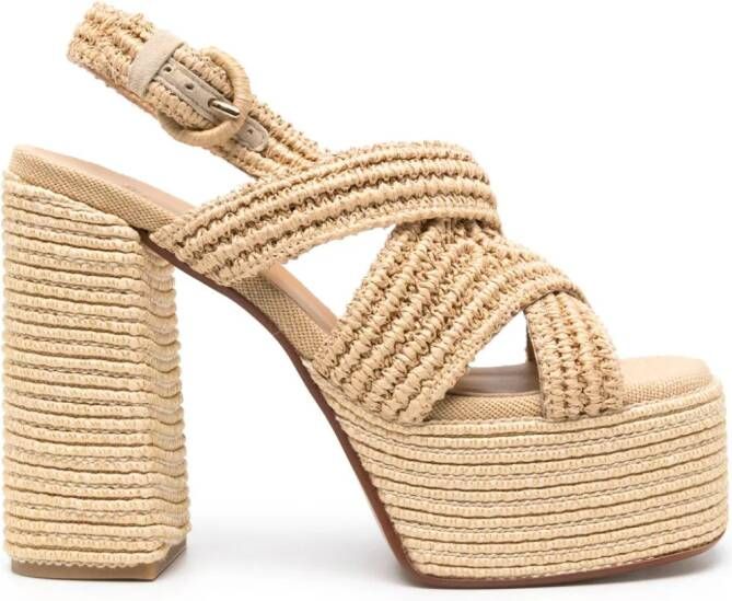 Castañer Fulvia sandalen met plateauzool Beige