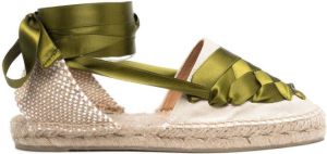 Castañer Juana espadrilles met wikkellint Groen